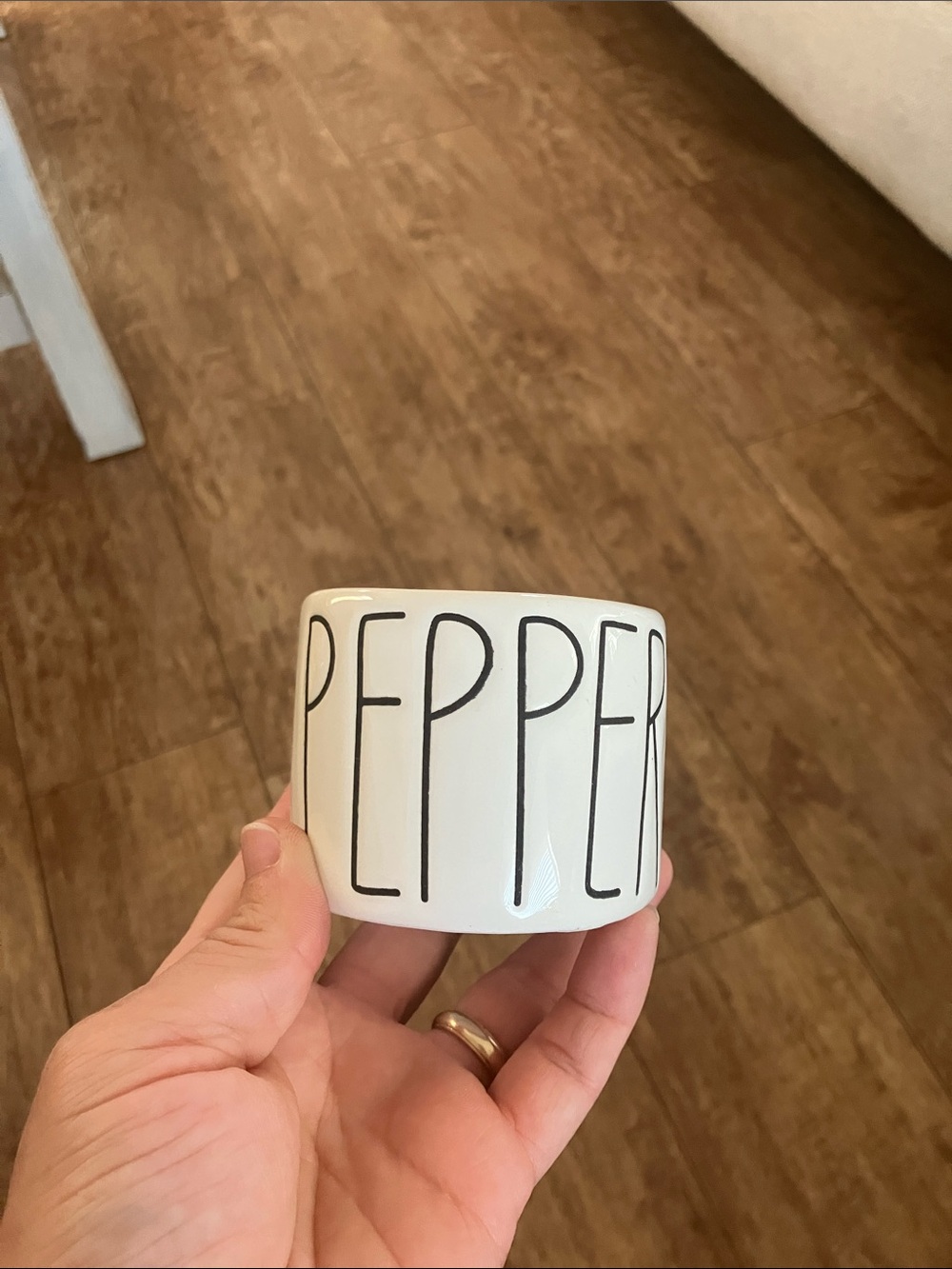Rae Dunn White Ceramic Jar with Black 'PEPPER' Lettering